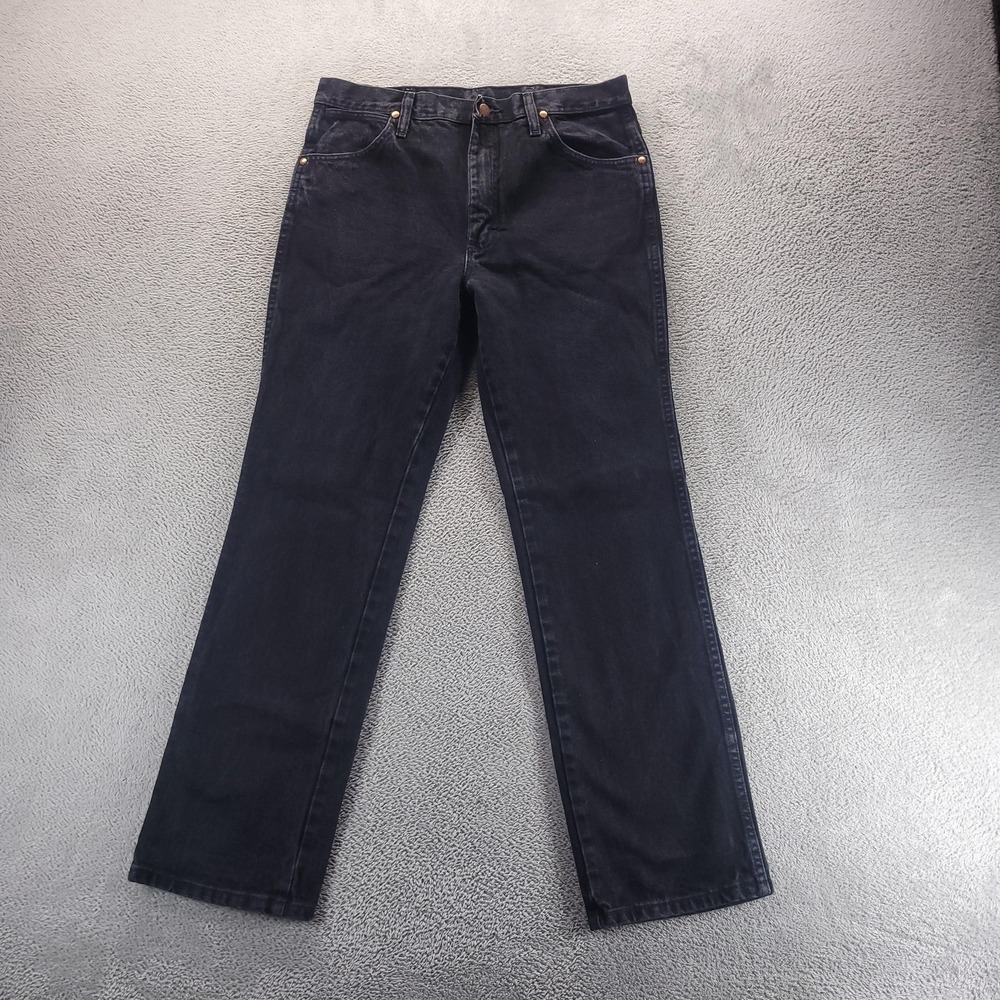 Wrangler Jeans Mens 32x30 Black 936WBK Slim Bootcut Dark Wash Western Denim